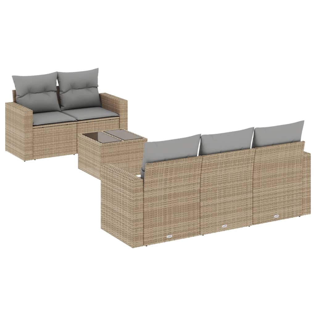 Set Divano da Giardino 6 pz con Cuscini Beige in Polyrattan - homemem39