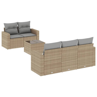 Set Divano da Giardino 6 pz con Cuscini Beige in Polyrattan - homemem39