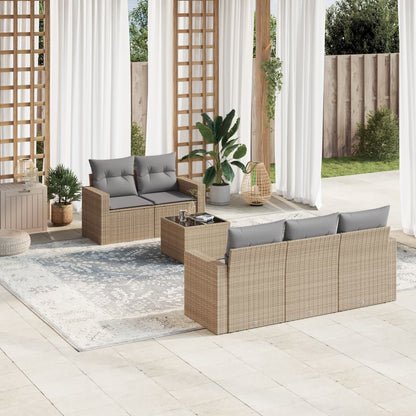 Set Divano da Giardino 6 pz con Cuscini Beige in Polyrattan - homemem39