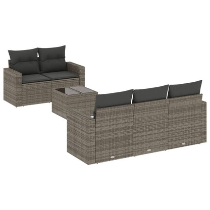 Set Divano da Giardino 6 pz con Cuscini Grigio in Polyrattan - homemem39