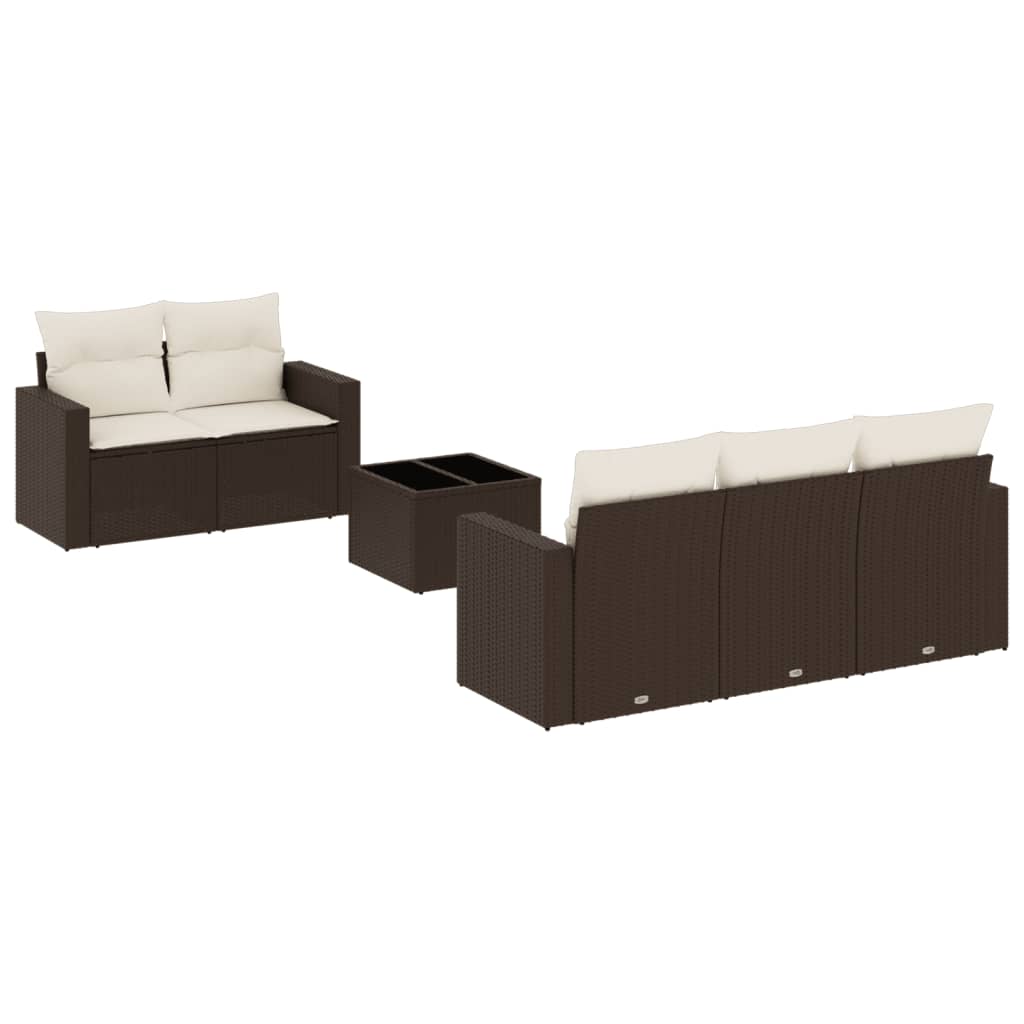 Set Divano da Giardino 6 pz con Cuscini Marrone in Polyrattan - homemem39