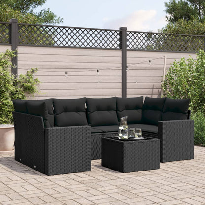 Set Divani da Giardino con Cuscini 7pz Nero Polyrattan - homemem39