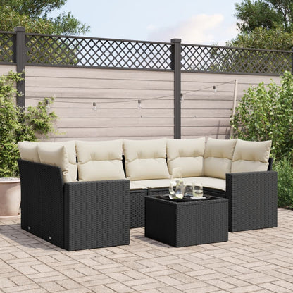 Set Divani da Giardino con Cuscini 7pz Nero Polyrattan - homemem39