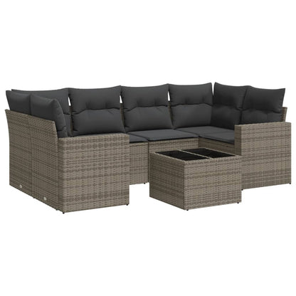 Set Divani da Giardino 7 pz con Cuscini Grigio in Polyrattan - homemem39