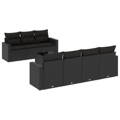 Set Divani da Giardino con Cuscini 8 pz Nero in Polyrattan - homemem39