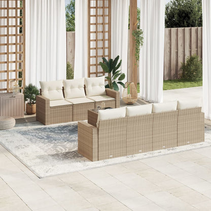 Set Divano da Giardino 8 pz con Cuscini Beige in Polyrattan - homemem39