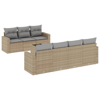 Set Divano da Giardino 8 pz con Cuscini Beige in Polyrattan - homemem39