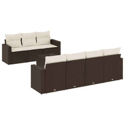 Set Divani da Giardino 8 pz con Cuscini Marrone in Polyrattan - homemem39