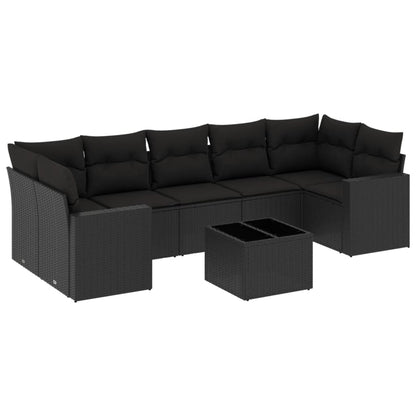 Set Divani da Giardino con Cuscini 8 pz Nero in Polyrattan - homemem39