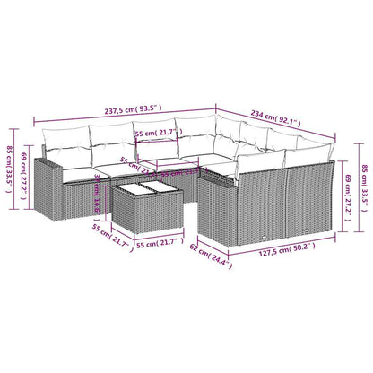 Set Divano da Giardino 9 pz con Cuscini Beige in Polyrattan - homemem39