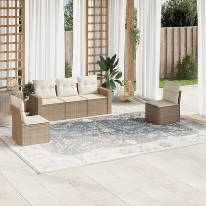 Set Divano da Giardino 5 pz con Cuscini Beige in Polyrattan - homemem39