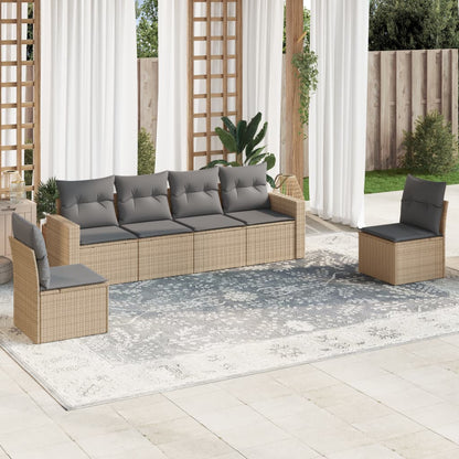 Set Divano da Giardino 6 pz con Cuscini Beige in Polyrattan - homemem39