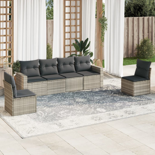 Set Divano da Giardino 6pz con Cuscini Grigio Chiaro Polyrattan - homemem39