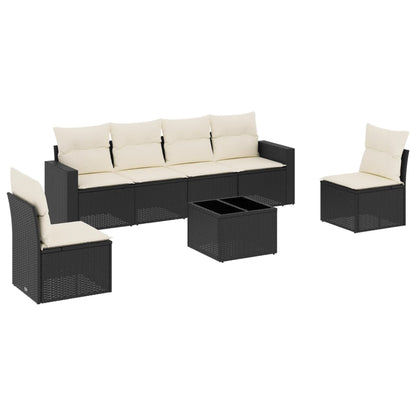 Set Divani da Giardino con Cuscini 7pz Nero Polyrattan - homemem39