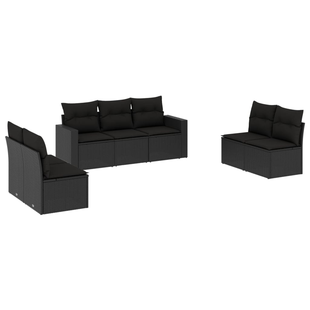 Set Divani da Giardino con Cuscini 7pz Nero Polyrattan - homemem39