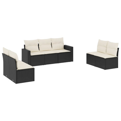 Set Divani da Giardino con Cuscini 7pz Nero Polyrattan - homemem39