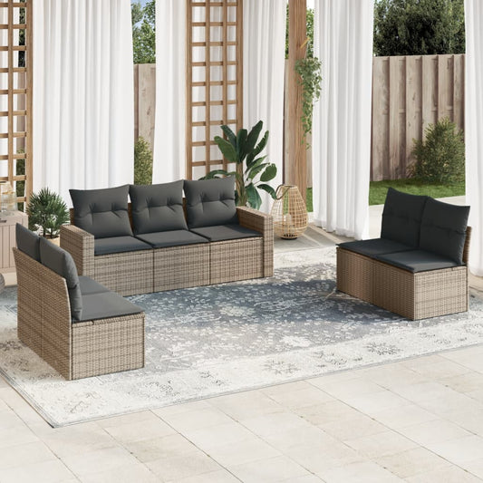 Set Divani da Giardino 7 pz con Cuscini Grigio in Polyrattan - homemem39