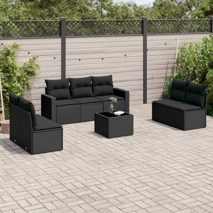 Set Divani da Giardino con Cuscini 8 pz Nero in Polyrattan - homemem39