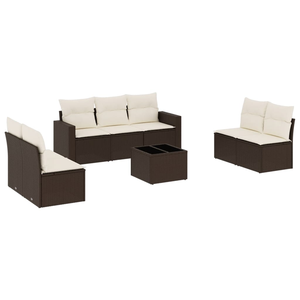 Set Divani da Giardino 8 pz con Cuscini Marrone in Polyrattan - homemem39