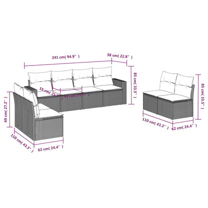 Set Divani da Giardino con Cuscini 8 pz Nero in Polyrattan - homemem39