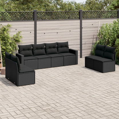 Set Divani da Giardino con Cuscini 8 pz Nero in Polyrattan - homemem39