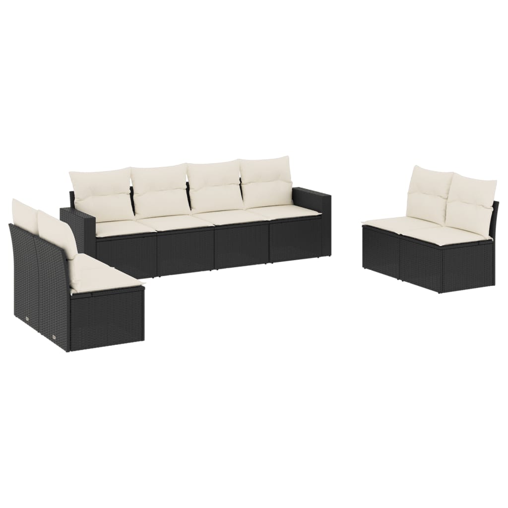 Set Divani da Giardino con Cuscini 8 pz Nero in Polyrattan - homemem39