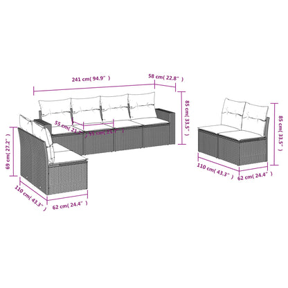 Set Divani da Giardino con Cuscini 8 pz Nero in Polyrattan - homemem39