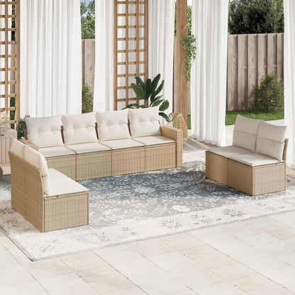 Set Divano da Giardino 8 pz con Cuscini Beige in Polyrattan - homemem39