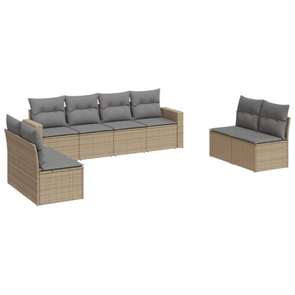 Set Divano da Giardino 8 pz con Cuscini Beige in Polyrattan - homemem39