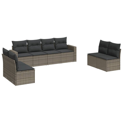 Set Divano da Giardino 8 pz con Cuscini Grigio in Polyrattan - homemem39