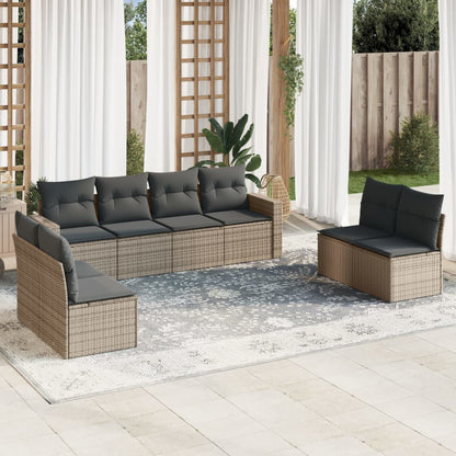 Set Divano da Giardino 8 pz con Cuscini Grigio in Polyrattan - homemem39