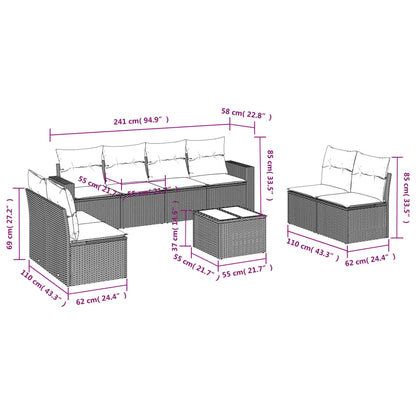 Set Divani da Giardino 9 pz con Cuscini Nero in Polyrattan - homemem39