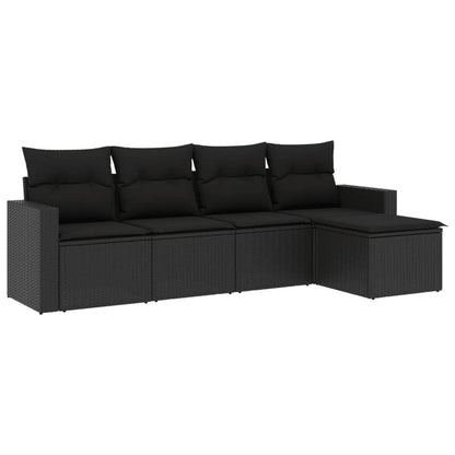 Set Divani da Giardino 5 pz con Cuscini in Polyrattan Nero - homemem39