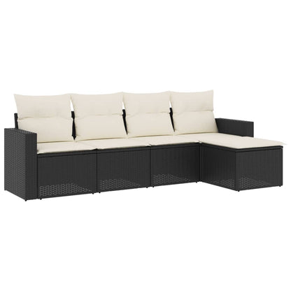 Set Divani da Giardino 5 pz con Cuscini in Polyrattan Nero - homemem39