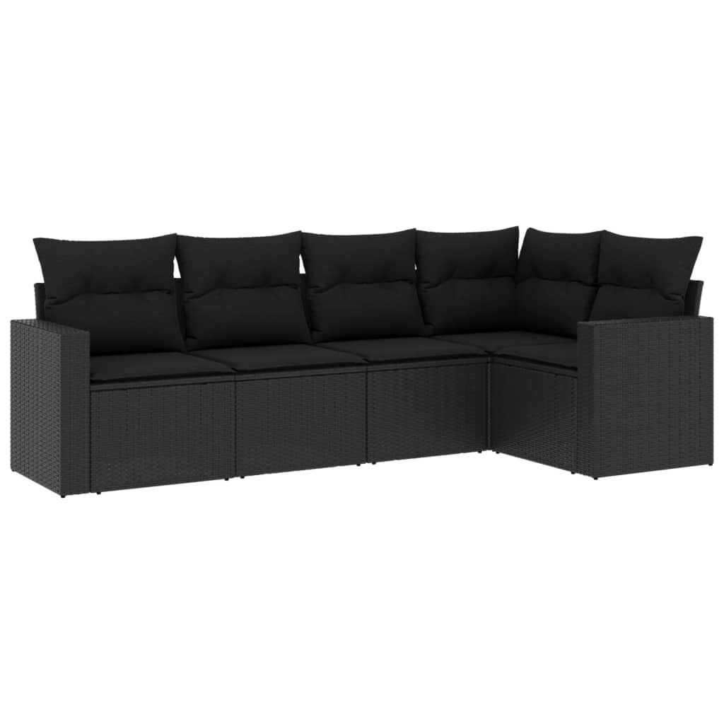 Set Divani da Giardino 5 pz con Cuscini in Polyrattan Nero - homemem39