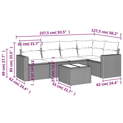 Set Divano da Giardino 6 pz con Cuscini Nero in Polyrattan - homemem39