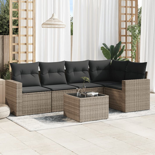 Set Divano da Giardino 6 pz con Cuscini Grigio in Polyrattan - homemem39