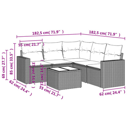 Set Divano da Giardino 6 pz con Cuscini Nero in Polyrattan - homemem39