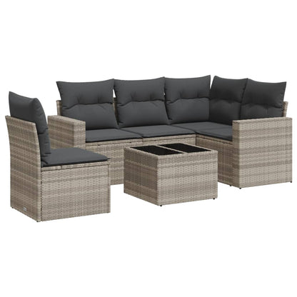 Set Divano da Giardino 6pz con Cuscini Grigio Chiaro Polyrattan - homemem39