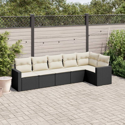 Set Divano da Giardino 6 pz con Cuscini Nero in Polyrattan - homemem39