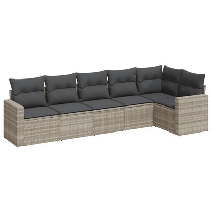 Set Divano da Giardino 6pz con Cuscini Grigio Chiaro Polyrattan - homemem39