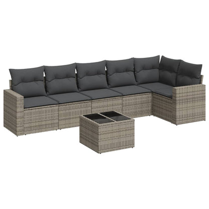 Set Divani da Giardino 7 pz con Cuscini Grigio in Polyrattan - homemem39