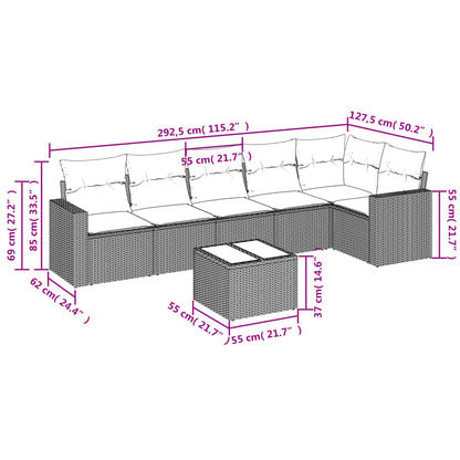 Set Divani da Giardino 7pz con Cuscini Grigio Chiaro Polyrattan - homemem39