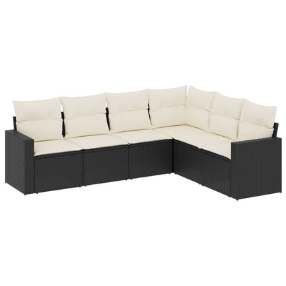 Set Divano da Giardino 6 pz con Cuscini Nero in Polyrattan - homemem39