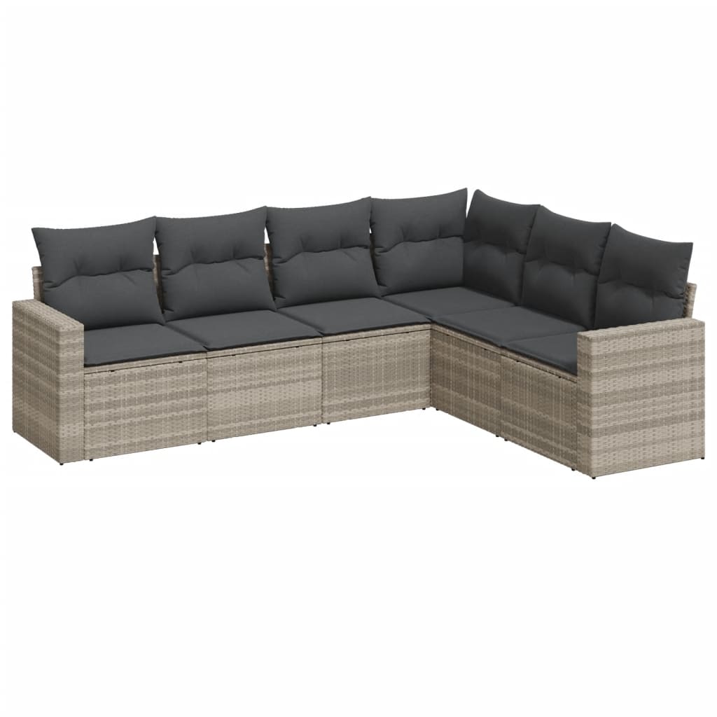 Set Divano da Giardino 6pz con Cuscini Grigio Chiaro Polyrattan - homemem39