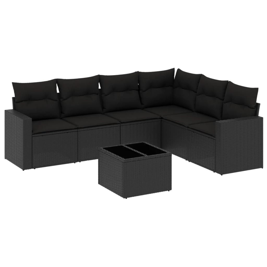 Set Divani da Giardino con Cuscini 7pz Nero Polyrattan - homemem39