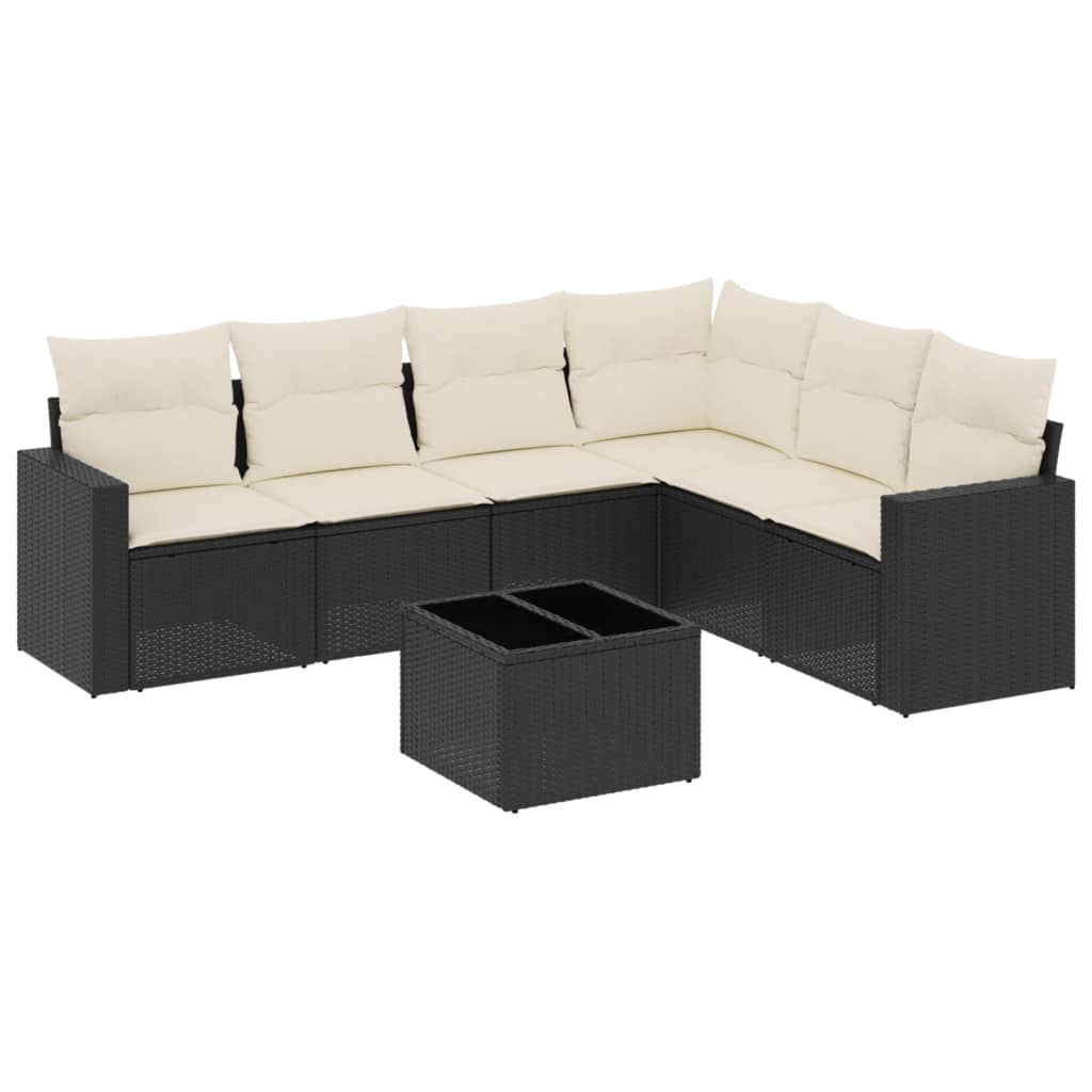 Set Divani da Giardino con Cuscini 7pz Nero Polyrattan - homemem39