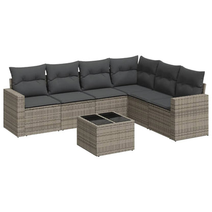 Set Divani da Giardino 7 pz con Cuscini Grigio in Polyrattan - homemem39