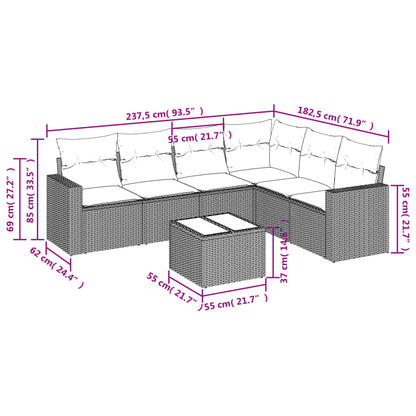 Set Divani da Giardino 7pz con Cuscini Grigio Chiaro Polyrattan - homemem39