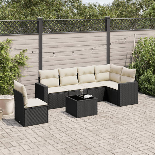 Set Divani da Giardino con Cuscini 7pz Nero Polyrattan - homemem39